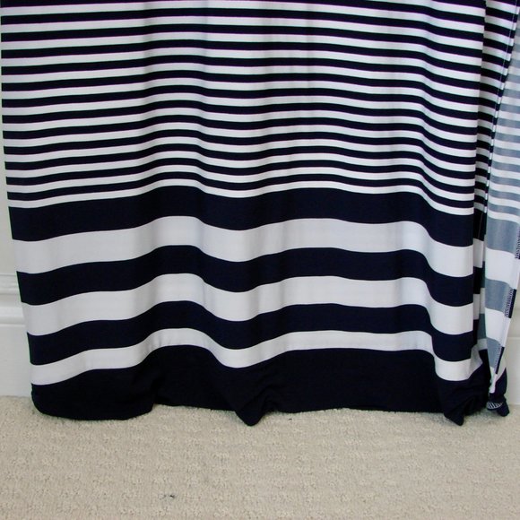 Maxi Dress Nautical Cruise Blue White Stripe Tall Sleeveless by Spanner Medium - Picture 9 of 16